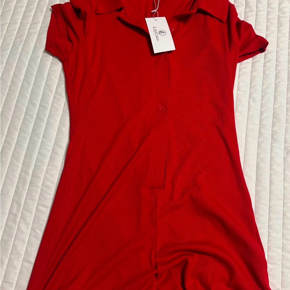 Lulus Red Collared Dress